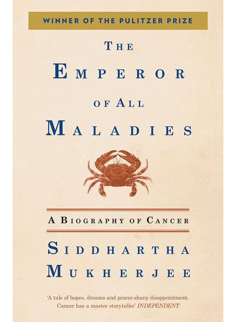 Omslaget til The Emperor of All Maladies viser ein krabbe